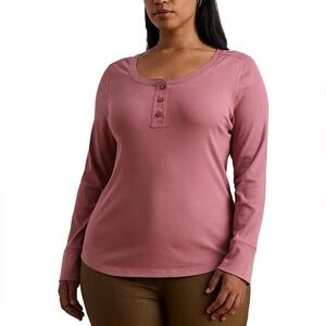 Lauren Ralph Lauren Long Sleeve‎ Rib- Knit Scoop Neck Top Women’s  Sz 1X